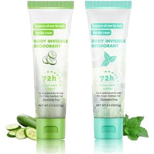 Generisch 2 pezzi di gel antitraspirante forte sudorazione, antitraspirante per viso, mani e piedi, crema anti-sudore, deodorante per corpo, 72 ore, protezione contro forte sudorazione e odore (cetriolo + menta