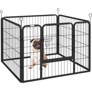 PawHut Recinto per Cani Pieghevole in Metallo con Porta 82x82x60cm Grigio | Interno, Esterno, con Catenaccio, Picchetti