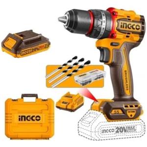 INGCO Trapano Avvitatore CIDLI20558E | Trapano COMPACT con percussione 20V 55Nm BRUSHLESS | Completo di valigetta, 2 batterie, caricabatterie e accessori