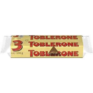 Toblerone - Tavoletta Svizzera di Cioccolato al Latte, Miele, Torrone e Mandorle - Confezione da 3 barrette (100 g)