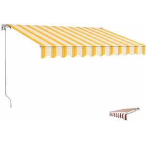 Paluplus Tenda da Sole a Avvolgibile Barra Quadra, Misura 400x300 cm, Braccia estensibili, inclinazione 35 Gradi, Telo Resistente 280 g/m², per Balcone e Terrazzo -1817F -29 (Rigato Giallo e Bianco)