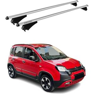OMAC Menabo Barre portapacchi di base compatibili con FIAT Panda 319 City Cross 2012-2025 Alluminio 75kg Argento 2 pezzi Ringhiera chiusa per portabici, box da tetto, portasci Bloccabile