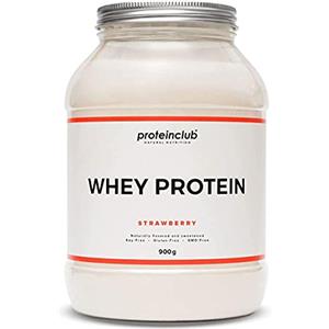 Proteinclub Natural Whey Protein senza additivi artificiali, aromi e dolcificanti - Dolcificato con Stevia - Senza soia - Made in Germany - Strawberry - 900g