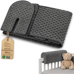 Totsy Baby Fodera copri paracolpi paraspigolo sponda letto senza protezione decoro | Sfoderabile copre paracolpi 90 cm anticaduta bordo lettino protezione non inclusa cameretta morbida Grigio