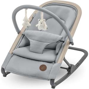 Maxi-Cosi Kori Sdraietta Neonati Ergonomica in Tessuto con Arco Gioco, 0-2 anni, 15 kg, Sdraietta a Dondolo con Movimento Naturale, Reclinabile e Pieghevole, Chiusura Compatta, Beyond Grey