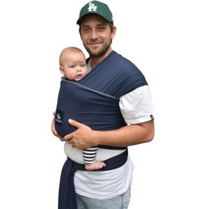 manduca Sling - Fasciatoio Neonato - Marsupio Elastico e per neonati dalla nascita fino a 15 kg - Puro cotone biologico - blu navy