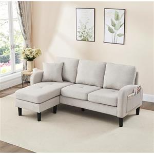 Trdlpyn Divano Angolare Modulares 3 Posti 166 x 118 x 77 cm, Chaise Longue a Forma di L, Tessuto di Cotone e Lino, Sofa per Soggiorni, Appartamenti e Uffici