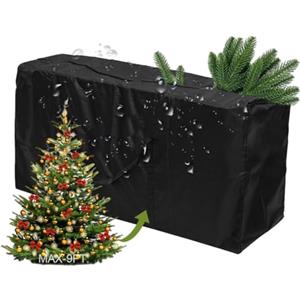 Odot Borsa per Albero di Natale, Adatta per Alberi di Natale Alti 2,3 m, Sacco per Albero di Natale Resistente con Cerniera e Manici Impermeabile Protegge da Polvere (120x40x55CM,Nero)