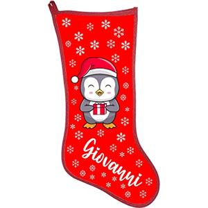 Colorfamily Calza Befana Personalizzata con Nome Pinguino Idea Regalo Natale Epifania Personalizzabile
