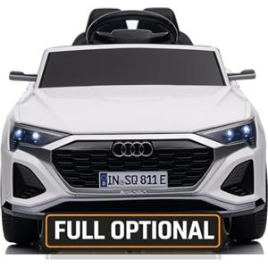 Mondial Toys Auto Elettrica per Bambini Audi SQ8 e-tron Sportback Macchina con Licenza Ufficiale 12V Due Potenti Motori Telecomando Cintura di Sicurezza 5 Punti Porte Apribili Luci LED Musica MP3 (Bianco)
