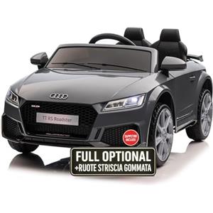 TOYSCAR Macchina Elettrica Per Bambini Audi TT RS Roadster Full Optional con TAPPETINI Auto Elettrica Per Bambini Telecomandata Sedile In Pelle Porte Apribili Doppio Motore Elettrico 12V TOYSCAR Grigio