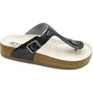 GELATERIA INTERNATIONAL Sandalo Woodstock 3.0 Nero Lucido con Plantare Anatomico e Suola Antiscivolo - Misura 37-38
