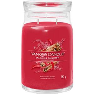 Yankee Candle Signature candela profumata, Cannella Frizzante in giara grande, Candele di miscela di cera di soia lunga durata