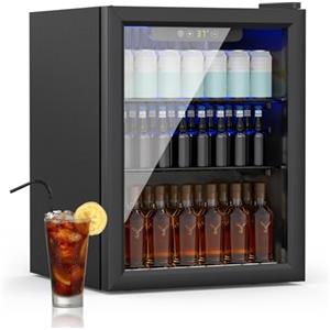 DollarDash Frigorifero per bevande, 70 lattine/50 l, mini frigorifero con porta trasparente per birra o vino, piccolo frigorifero autoportante con ripiano regolabile e display digitale (nero)