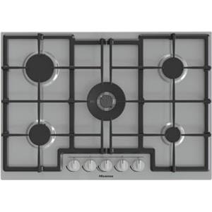 Hisense GMED773X Piano Cottura a Gas 74cm Inox con Griglie in Ghisa e Bruciatore WOK