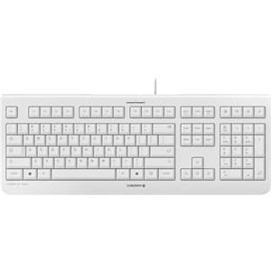 CHERRY KC 1000, Tastiera con filo, Layout per l'Unione Europea (QWERTY), Plug & Play tramite porta USB, Design piatto, Battitura estremamente silenziosa, Colore bianco-grigio