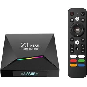 Genérico Z1 MAX Ultra HD Android TV Box - Android 15, 4G, Allwinner H618, 8GB 128GB, 8K 4K UHD, WiFi Dual 5G/2.4G, Bluetooth 5.0, Telecomando Vocale