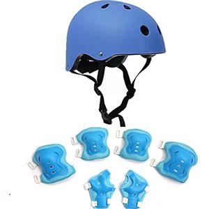Starnearby Casco Bici Bambini, Casco da Bicicletta Ultraleggero Regolabile Traspirante con Ginocchiere e Gomitiere, Casci da Skateboard, Set di Protezioni per Pattini, Pattinaggio, Scooter, Sci
