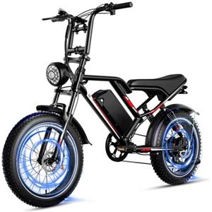EGGKING Bicicletta Elettrica 20 x 4.0 Fat Tire, Doppia Sospensione e 7 Velocità Bici Elettrica, E-Bike per Adulti, Batteria Rimovibile 48V 17.5 Ah, Display e Controllo APP