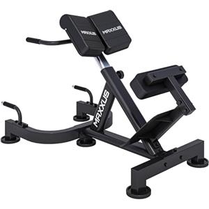 MAXXUS Hyperextension PRO - Panca per Schiena e Addominali Regolabile, Max. 180 kg, con fissaggio per le gambe, maniglie di sostegno - Addominali, Sedia Romana, Panca romana, multifunzionale, fitness