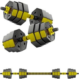 KOOLOOK Set Pesi Regolabili 40 KG - 2 Manubri + 1 Bilancere Ottagonale Antiscivolo, Set Palestra Casa Fitness Bodybuilding Home Gym KOOLOOK