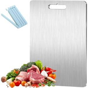 Generisch Tagliere in titanio puro, per cucina, per uso alimentare, adatto per cucina o campeggio all'aperto (S: 34 x 23 cm)