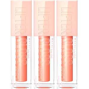Maybelline 3x Maybelline New York Lifter Gloss Lucidalabbra Volumizzante con Acido Ialuronico Colore Amber 007-3 Lucidalabbra