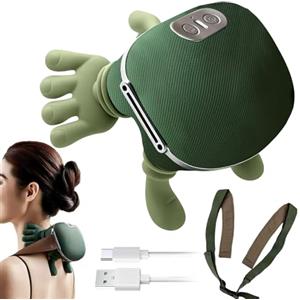 JIEBWCHA 2000 MAh Massaggiatore Cervicale Con Manine Massaggio Elettrico Dei Tessutis Profondi 4D Con Impastamento Massaggiatore Shiatsus Portatile Per Collo E Schiena Ricaricabile Con 3 Velocità