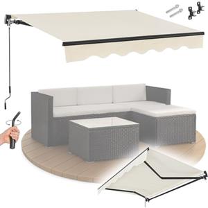 Juskys Tenda da sole 250 x 200 cm - Ombreggiatura terrazza e balcone - Tenda a bracci estensibili con manovella e supporto - Tenda per balconi con protezione solare Tenda a bracci estensibili Beige