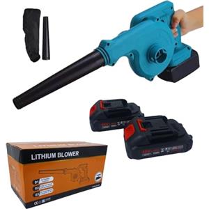 Generico Soffiatore a Batteria, Soffiatore Elettrico Dotato di Doppia Batteria, Soffiatore Foglie, Manutenzione Giardino, Leggero per Prato, Patio, Soffiare Foglie e Polvere