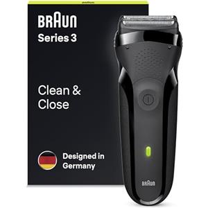Braun Rasoio elettrico da uomo Series 3 con regolabarba di precisione, rasoio elettrico da uomo, spina UK a 2 pin, 300, rasoio nero