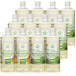 KieselGreen Bioethanolo 12 x 1 litro Set (6x Inodore + 6x con Fraganza) per Caminetto a Etanolo - Bio-etanolo profumato per Ambienti - Profumo per Caminetto a bioetanolo da Interno o da Tavolo WA