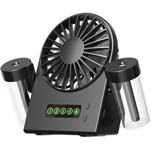Awwertse Ventilatore Dual Mode Ricaricabile USB con Display Digitale, Portatile per Casa, Nero