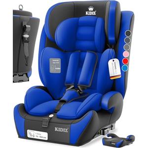 KIDIZ Seggiolino auto per bambini con Isofix, gruppo 1 + 2 + 3, 9 - 36 kg, cintura di sicurezza a 5 punti, seggiolino auto, seggiolino auto, poggiatesta regolabile, rialzo per 1 - 12 anni, stabile e