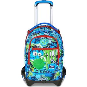 SJ GANG STYLE JAM GANG Trolley Scuola Jack 3 Ruote, Multicolore, 3 in 1, Zaino Triplo Uso con Carrello Sganciabile, 33 L, Zaino Scuola Elementare, Zaino Bambino