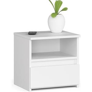 AKORD | Comodino Piccolo con un Cassetto e un Ripiano | Armadio Camera da Letto | Mobiletto Multiuso | Cassettiera Scrivania | Salvaspazio | 40 x 40 x 35 cm | 16mm Pannello laminato | Bianco