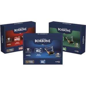 CAFFÈ BORBONE Capsule per Macchine da Caffè Caffitaly® - Kit Assortito (48 Blu + 48 Rossa + 48 Dek)