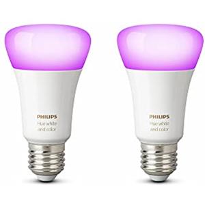 Philips Hue White and Color Ambiance Lampadina Smart LED, Attacco E27, Luce Bianca o Colorata, 9W, 2 Pezzi