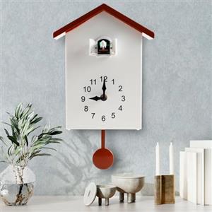 QINGLANG Orologi a cucù con uccello funzionante Orologio a cucù da parete moderno con suono di cucù minimalista con pendolo Delicato orologio a cucù con casa dell'uccello per decorazione da parete, soggiorno