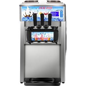 Furvveerr 1200W Macchina per Gelato Commerciale 18L/5Gal Professionale Soft Ice Cream Maker a 3 Gusti Macchina per Gelato Funzione di pre-raffreddamento Macchine per Yogurt Gelati per Snack Bar Ristorante