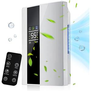 Pneterg 2200ml Deumidificatore D Aria E Purificatore D'Aria 2 In 1, Deumidificatore Elettrico Portatile, Led Colorato, Schermata Intelligente, Timer 24h, Telecomando, Silenziatore