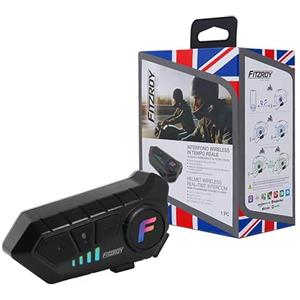 FITZROY Interfono Casco Moto Bluetooth 5.3 - Ideale per Interfono Moto Coppia Fino a 300m - Cancellazione Rumore CVC DSP e Impermeabile IPX6 - Batteria 1000mAh Universale per iOS e Android