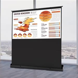 GramStudio Proiettore da terra Pull-up, tela portatile, 170 x 100 cm, home theater 16:9 con 4K/8K Full HD 3D, Gain 1.2, home theater