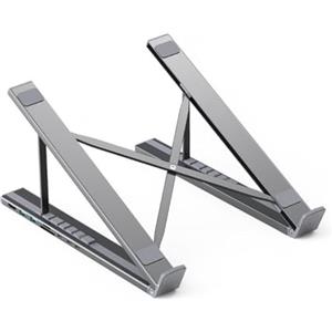 Tanxemery Sostegno Laptop con Docking Station, Hub Workstation Regolabile per Tablet, Adattatore Multiporta 8-in-1 con Ricarica Rapida e Raffreddamento Ergonomico per Lavoro e Casa