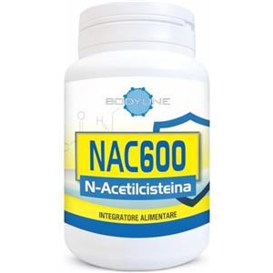 BodyLine Nac-600 N-Acetilcisteina 60 Capsule di Origine Vegetale - Precursore del Glutatione, Antinfiammatorio, Antiossidante, Mucolitico