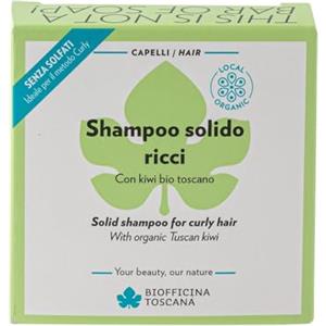 Biofficina Toscana Shampoo solido capelli ricci, 80 g - Shampoo volumizzante per capelli ricci elastici e morbidi - Con kiwi bio toscano, senza solfati, plastic-free
