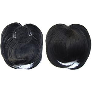 Faringoto Parrucche corte con frangetta nera toupet invisibile diradamento dei capelli parrucca parrucca capelli spessi