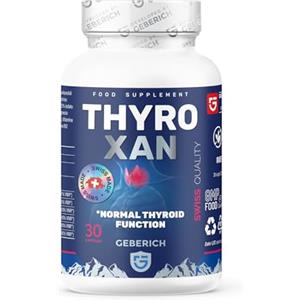 GEBERICH Thyroxan - Benessere della Tiroide - con L-Tirosina, Ashwagandha, Schisandra - Supporto Energia e Metabolismo - 30 Capsule