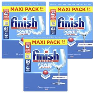 Finish Power Classic - Pastiglie per lavastoviglie Maxi Pack, 192 Finish Tabs (3 x 64 pastiglie)