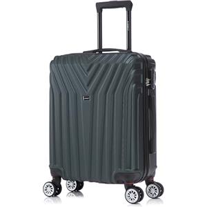 R.Leone Valigia da 1 Fino a Set 4 Trolley Rigido grande, medio, bagaglio a mano 55x40x23 cm Wizz, ITA Airways e bagaglio 45x36x20 cm EasyJet in ABS 9001 (Verde Scuro, S Bagaglio a mano)